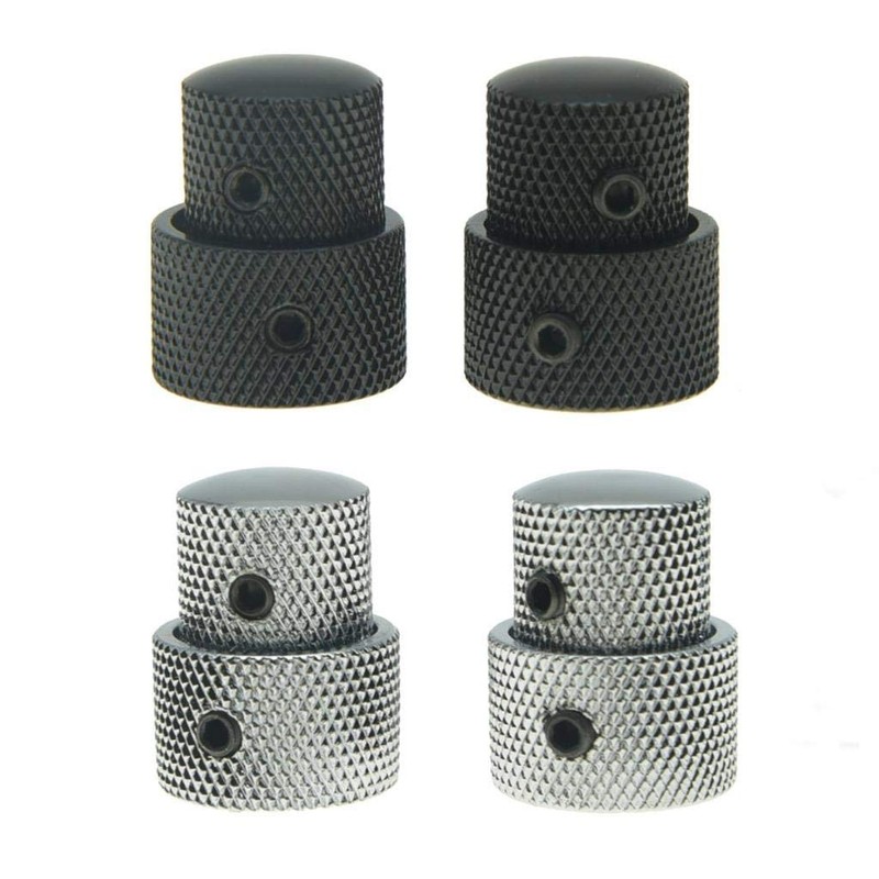 Pack of 2 Metal Dual Concentric Stacked Control Knobs Guitar