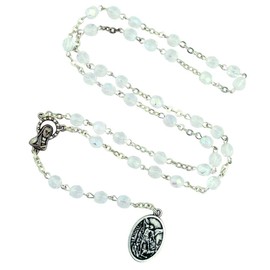 VILLAGE GIFT IMPORTERS Italian Glass Crystal Chaplets | 4 Colors | Saint Michael and Guardian Angel Medal | The Chaplet of St. Michael the Archangel, Glass
