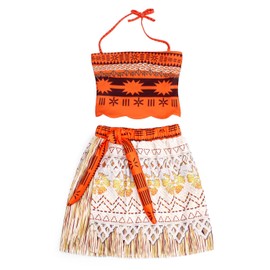 Butvashine Costume Dress for Little Girls Kids Toddler Fancy Party Sleeveless Tube Top Skirt Set Birthday Movie Role Pretend Play Outfit Orange Size 4T Age 3-4 Years
