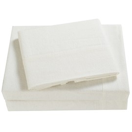 Mellanni 100% Cotton Flannel Sheet Set - Lightweight 4 pc Luxury Bed Sheets - Cozy, Soft, Warm, Breathable Bedding - Deep Pockets - All Around Elastic (Full, White)