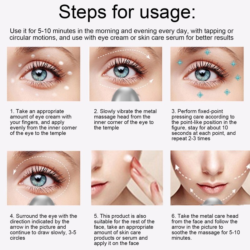 Eye Massage Pen Electric Hot Compress EMS Eye Massager Dark