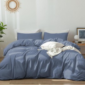 DXHOME Bed Linen 135 x 200 cm Cotton Petrol Blue Plain Duvet Cover Set Soft Cuddly Soft Cotton Bed Linen 2-Piece for Single Bed with Zip and 80 x 80 cm Pillowcase