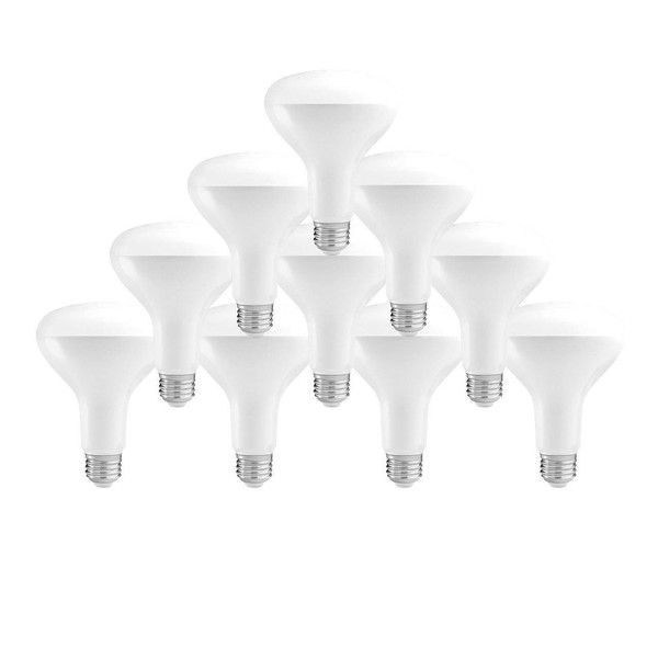 Pursonic BR30 SW 65 Watt Equivalent 10-Pack LED Light Bulbs, Non-Dimmable Soft White(2700K) BR30-10SP1, 10 Count