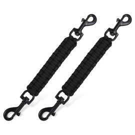 Qianyu Pack of 2 Dog Collar Clips Prong Collar Clamp Backup Safety Clip Handmade Safety Strap Adjustable Double Clasp Leash Connector for Dog Harness Spiked Collar