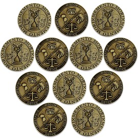12 PCS Memento Mori Coin Stoic Double Sided Memento Vivere Reminder Token Metal Skull Challenge Coin Medallion Stoicism Gift Novelty Coins Daily Inspirational Coins for Daily Stoic Practice