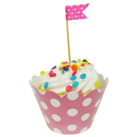 AllyDrew Standard Size Polka Dots Cupcake Wrappers (Set of 20), Pink