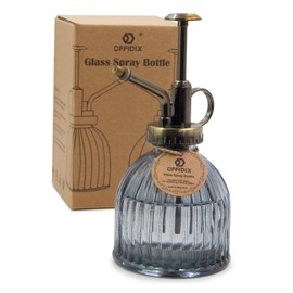 OFFIDIX OFFIDIX Plant Mister plant water Spray Bottle, 6.3" Tall Vintage Style with Bronze Plastic Top Pump One Hand Glass Watering Can for Indoor Potted Plants Terrariums (Dark Gray)