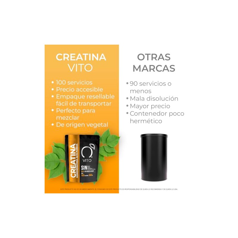 VITO - Creatina Monohidratada Alta Pureza - 500 g -