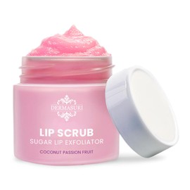Dermasuri Exfoliante y humectante para labios, exfoliante de azúcar para labios, regalo para medias de mujer, iluminador de labios oscuros para
