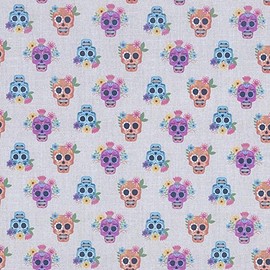 Kt KILOtela - Patchwork Fabric - Digital Print - 100% Cotton - Patchwork 50 cm Long x 140 cm Wide | Catrinas - Orange, Pink, Blue, Beige ─ 0.50 Metres