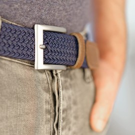 Pierrot Men's Braided Belt, Fabric Belt, Stretch Belt, Braided Belt, Elastic Belt, Golf Belt for Men, Craft Manufacture