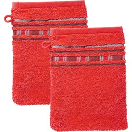 Erwin Müller Wash Mitt, Wash Cloth, Pack of 2, Achern Red, Size 16 x 21 cm, 500 g/m², Quick-Drying, Extra Absorbent