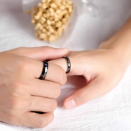 OIDEA Couple Ring King Queen with Cubic Zirconia: Men Women Rings Stainless Steel in Black Band Ring Finger Ring Wedding Rings Gift for Couples Couples Partner Valentine's Day Anniversary Birthday,