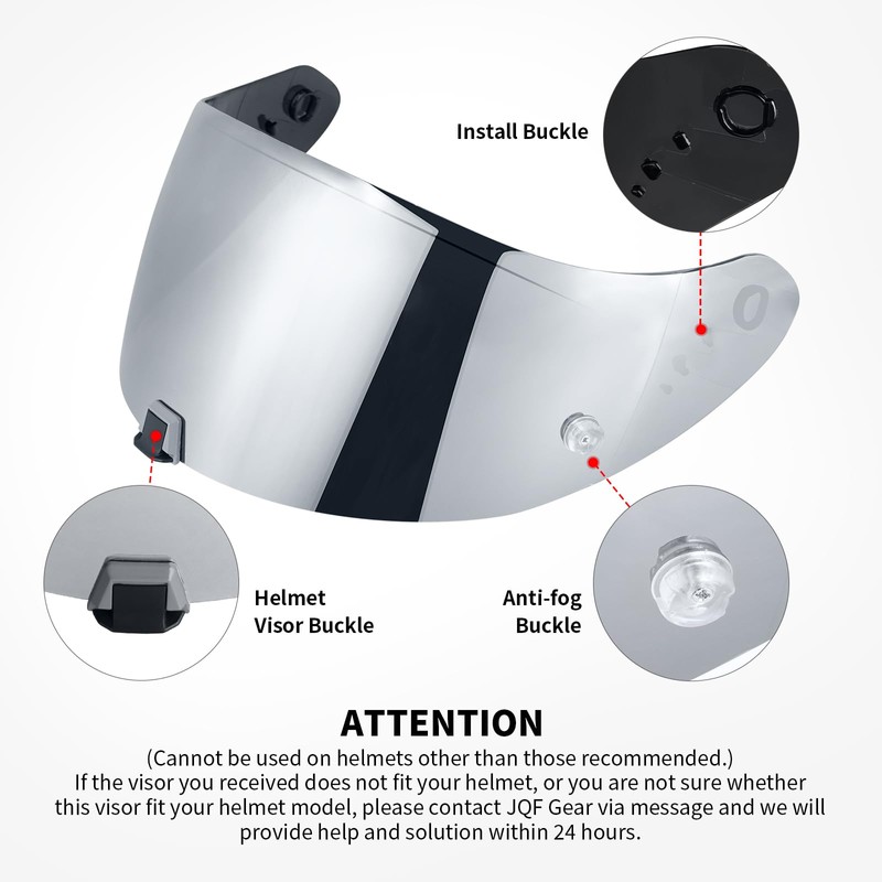 JQF Gear T520 Visor Full Face Helmet Shield Compatible with