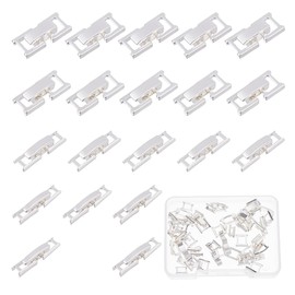 SUPERFINDINGS Pack of 20 4 Sizes Folding Clasp for Jewellery Brass Folding Clasp Silver-Plated Jewellery Extension Separate Folding Clasp for DIY Bracelet Necklace Jewellery Making