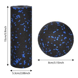 EPP Massage Ball Set, Massage Foam Roller and Ball, Medium-Hard Foam Roller, EPP Massage Roller for Muscle Massage and Tension Relief to Avoid Accidental Injuries (Blue Spot)