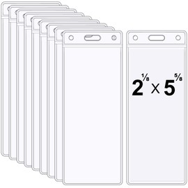 10 Pack Vertical Clear Ticket Badge Holders Plastic Ticket Stub Holders 6.5 x 2.56 Inch Credential Ticket Holder for Concert Ticket Stub