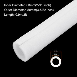 Rebower 1pcs Pipe Insulation Foam Tube 60x80mm 3ft Heat Preservation Foam Pipes [for Copper Water Pipe Freeze Protection] - White
