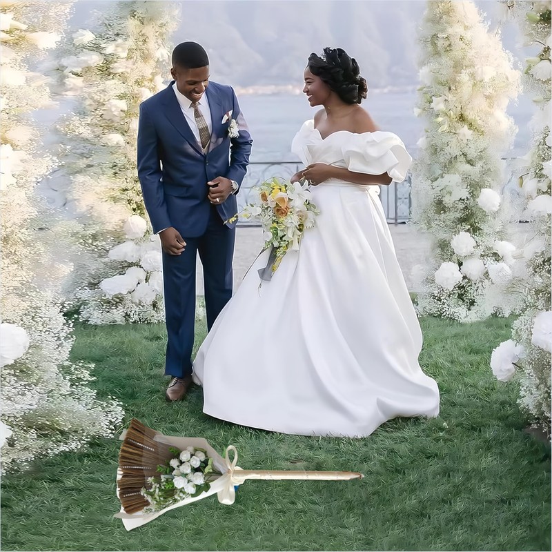 SISIMER Wedding Broom for Jumping Ceremony, African American Decorative Broomstick