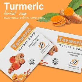 HERBOGANIC Turmeric Herbal Soap | Pack of 1 of 5oz soap Bar | Natural Soap Bar| Rejuvenating and Nourishing | Gentle for Men and Women