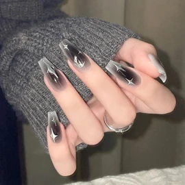 Nail Tip, Long Nail Tip, 24 Pieces, 3D Claws, Mine-based Korea, Mass Production Type, Cosplay Nail, Stylish, Popular, Gel Nail, Reusable Ribbon, Nail Beads, Nail Seal, Durable, Convenient, Nail Tape