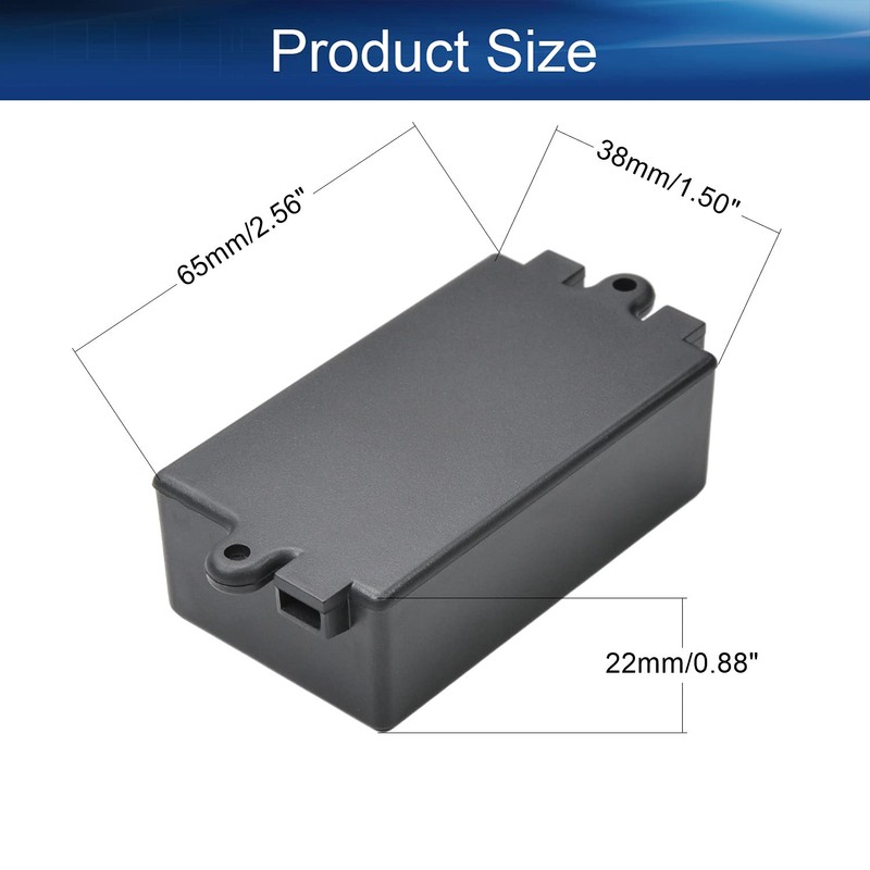 Heyiarbeit 5Pcs 2.56"x1.50"x0.87" ABS Black Dustproof Electronic Junction Box Enclosure