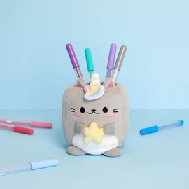 balvi Pencil Holder Fluffy Kawaii Starry Colour Grey Fluffy Soft Unicorn Cat Plastic/Polyester