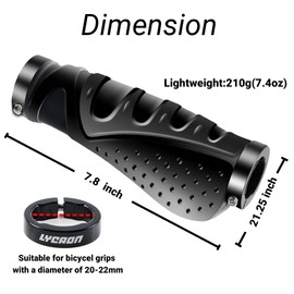 LYCAON Bike Handlebar Grips Bicycle, Bicycle Grips Ergonomic Non-Slip Rubber Bicycle Handle with Aluminium Lock, Handle for Scooter Cruiser Urban Tricycle Wheel Chair Mountain Road MTB BMX (Black)
