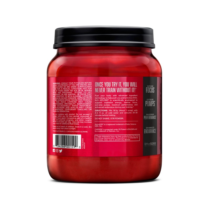 BSN N.O.-XPLODE Pre Workout Powder, Energy Supplement for Men and