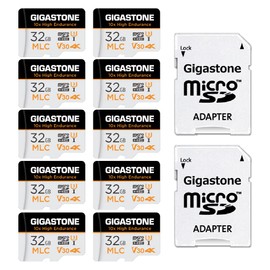 [10x High Endurance] Gigastone Industrial 32GB 10-Pack MLC Micro SD Card, 4K Video Recording, Security Cam, Dash Cam, Surveillance Compatible 95MB/s, U3 C10, with Adapter [5-Yrs Free Data Recovery]