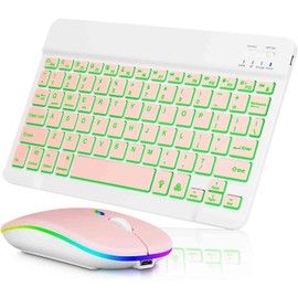 UX030 Lightweight Keyboard and Mouse with Background RGB Light, Multi Device Slim Rechargeable Keyboard Bluetooth 5.1 and 2.4GHz Stable Connection Keyboard Compatible with Xiaomi Mix Fold 2