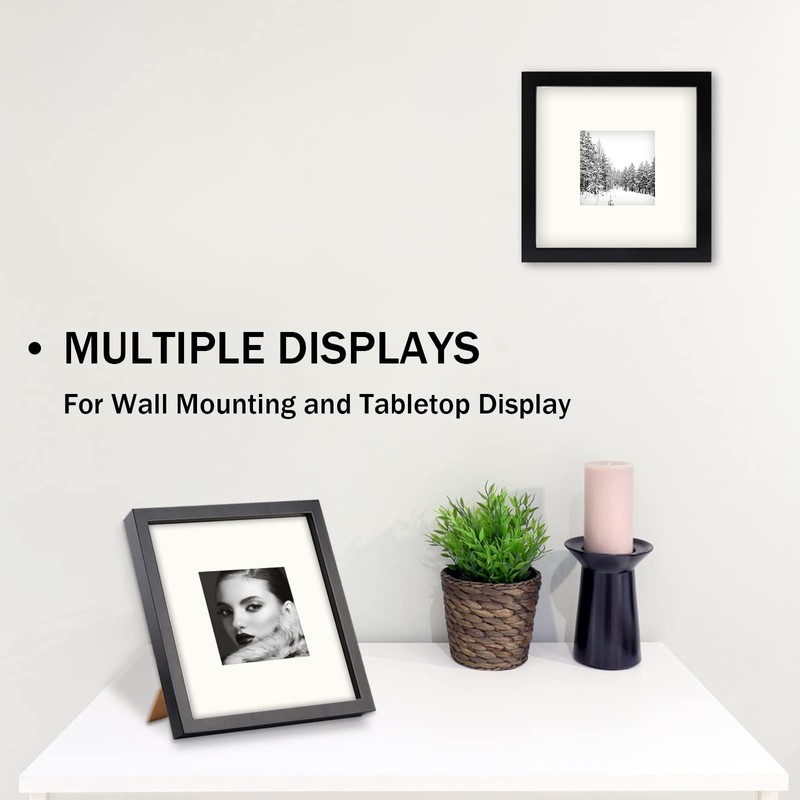 Black 8x8 (20x20 cm) Photo Frames Display 4x4 Pictures -