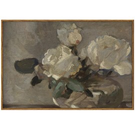 InSimSea Framed Wall Art for Living Room Vintage Flower Canvas Wall Art Framed Wall Decorations Mid Century Modern Wall Decor Botanical Wall Art for Farmhouse Kitchen Office Bathroom Decor 16x24in