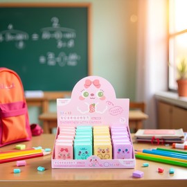 4pcs Multicolour Cute Dual Purpose Book Pencil Sharpener Eraser, Cute Cartoon Student Eraser Pencil Cute,Office and School Supplies