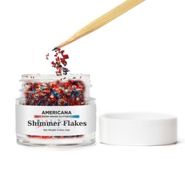 Bakell Shimmer Flakes - Americana (4g 1x Jar) | Red, White, and Blue Food-Grade Edible Glitter Flakes for Cakes, Cupcakes, Confections, & More!