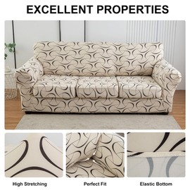 ARNTY Stretch Sofa Covers for 1/2/3 Cushion Sofa Furniture Slipcovers with Improved Thicker Jacquard Fabric (Simple Elegant, 2 Cushion Sofa Covers)