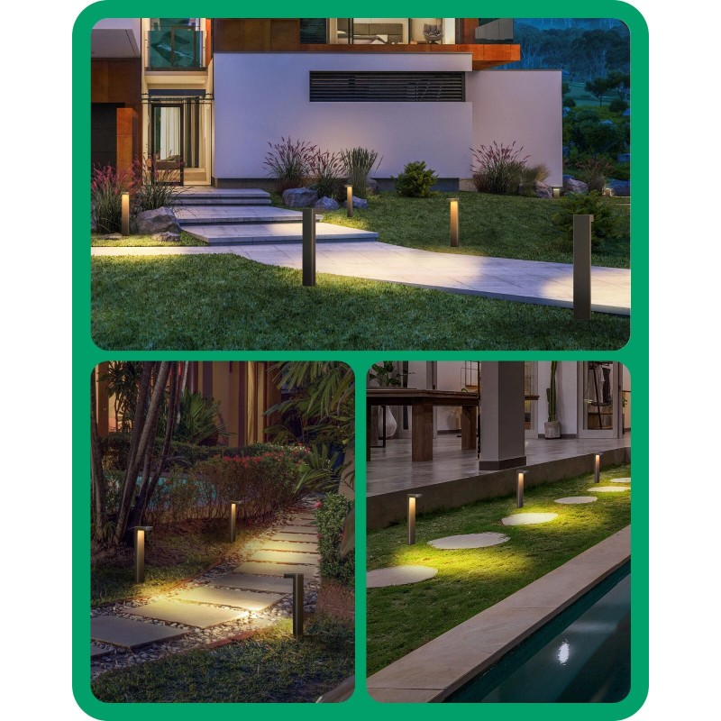 EDISHINE 6 Pack Low Voltage Landscape Lights, Square Modern Aluminum