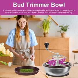 ATOUR 13 inch Bud Leaf Bowl Trimmer Upgraded Version with Clear Visibility Dome and Cut-Resistant Gloves, Sharp Stainless Steel Blades for Spin Cut, Solid Metal Gear Box, and Pruning Pot