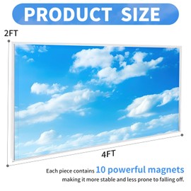 Torixqi - 8 fundas de luz fluorescente para luces de techo, aula, filtros de luz magnética, cubiertas difusoras de luz fluorescente para oficina, hospitales, hogar, 4 x 2 pies (cielo azul y nubes