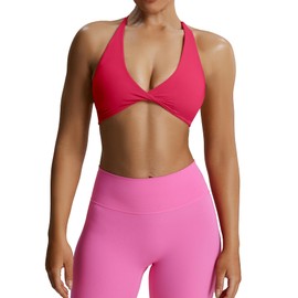 Aoxjox Women's Workout Sports Bras Fitness Sienna Low Impact Bra Yoga Crop Tank (Love Potion, Medium)