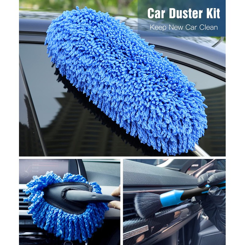 YeewayVeh Car Duster Kit, 3 Pack Car Detailing Brush Set
