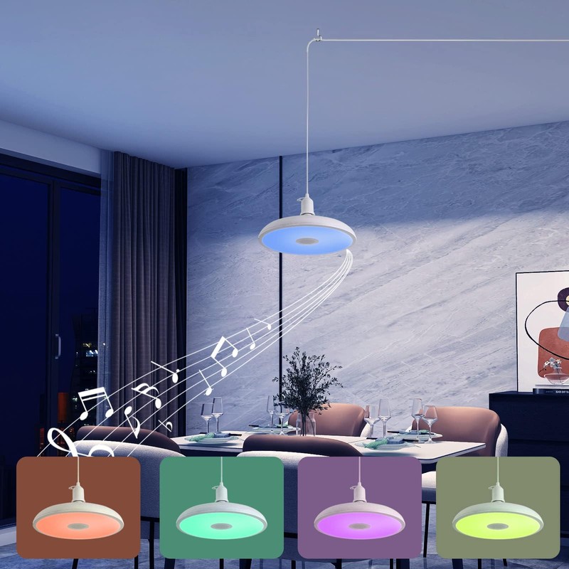 HOREVO Plug-in Pendant Light with Remote Control, Bluetooth Speaker, and