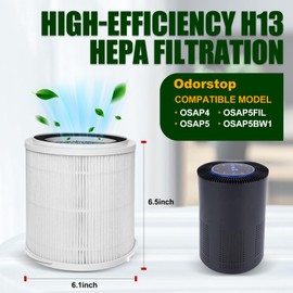 iDeaZoo OSAP5FIL True HEPA Filters Replacement 2PCS,Compatible with OdorStop OSAP4 OSAP5 OSAP5FIL Air Cleaner Purifiers, Multi-Stage Filtration with Activated carbon Air Clean