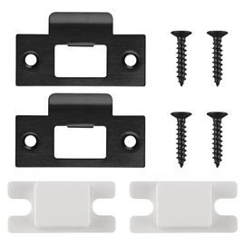 Lotsdonxia Stainless Steel Door Latch Strike Plate – 7 X 4.03cm Durable Lock Plate Scratch-Resistant for Door Frame Door Jamb Secure Locking Systems (Black)