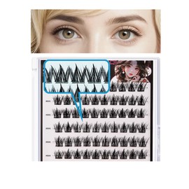 Self Adhesive Lashes, 100Pcs Self Adhesive Eyelash Clusters, Wispy C-curly Cluster Eyelash extensions Individual Lashes, No Glue Needed, 13MM