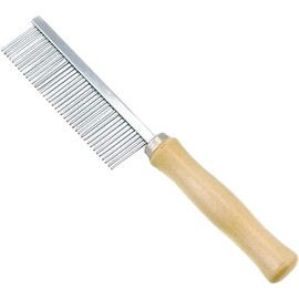 Dreamxue Pet Grooming Comb for Long Haired Cats & Dogs - Stainless Steel Pin Teeth Wooden Handle Fur Hair Brush - Removes & Prevents Matted Fur