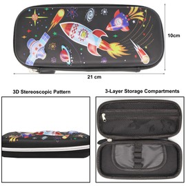 Doyomtoy 3D Space Rocket Pencil Case for Children, Space Astronaut 3D Design Pencil Case for School and Office, for 3D Pencil Case Boys and Girls, black, pencil case