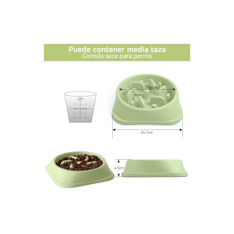 Plato para Perro, 2 Piezas Comedero Lento para Perro, Antideslizante