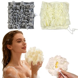 2PCS 2 in 1 Soap Bag for Shower Shower Puffs, Body Puff with Drawstring