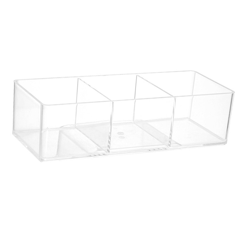 Transparent Acrylic Make-up Organizer Box, 3 Compartments, Ideal for the